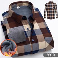 Autumn Winter Thicken Fleece Men Business Plaid Shirt Long Sleeve Warm Turn Down Collar Button Up Classic Plaid Shirt for Daily Work XXXXXL gray