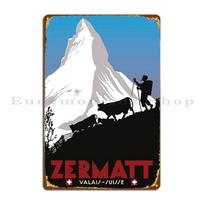 Zermatt Valais Šveicarija Metalo ženklas Sieninė Urvo Garažo Klubo Kino Pritaikomas Sienų Lipdukas Skardos Ženklas Plakatas 30x40cm(11.8x15.7inch) gray
