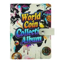 PVC Film Minimalist Style 120 Gram Coins Artificial PU leather Multi-kinetic Coin Collection white blue