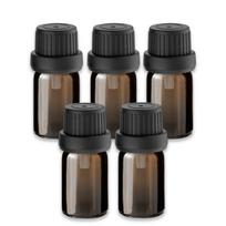5 ml rudos spalvos stiklinis buteliukas su juodu lašintuvu [2] – 5 vnt. pakuotė