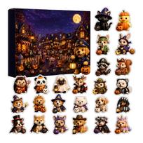 Dog Advent Calendar for Halloween with Days of Treats and Toys 2D Plane Puzzle Box One Size juoda