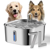 7L/236 oz Didelis šunų fontanėlis Nerūdijančio plieno Automatinis gyvūnų girdytuvas Su filtru Tylus patalpų gyvūnų laistymo fontanėlis