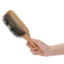 Hair Brush Professional Thick Curly Hair Paddle Detangling Brush with Wood Handle beige