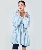 Xexymix Airy Balloon Shirred Hooded Long Jacket Sugar Blue Xfk1Jl1106 L gray