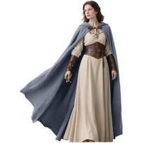 Viduramžių gobtuvas lininis Renesanso apsiaustas su gobtuvu - Helovino Hobito Cosplay Ragana Būrėjas One Size pilka