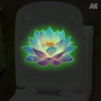 Glow-In-The-Dark Lotus Toilet Stickers Pvc Self-Adhesive Removable Wall Sticker Luminous Effects Car Sticker Home Decor blue