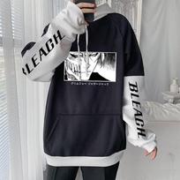 Anime Bleach Harajuku Ichigo Kurosaki Manga gobtuvai gotikos animacinių filmų gatvės drabužiai ilgomis rankovėmis, dideli vyriški megztiniai su žieminiais gobtuvais XXXL juoda