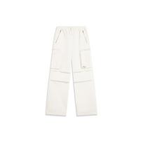 Li Ning Laisvo kirpimo Vienspalvės Tiesios kojos Kelių kišenių Laisvalaikio kelnės Moteriškos kelnės Off-White AKXT788-2 L white