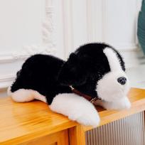 Cute collar dog plush toy puppy husky doll golden retriever doll soft cute sleeping simulation soft dog 40cm（0.36kg） black