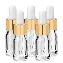 Skaidrus 5 ml stiklinis buteliukas su auksine aliuminine pipete, 5 vnt. rinkinys