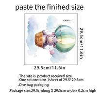 Creative Elephant Rocket Hot Air Balloon Hippo Waterproof Self Adhesive Wall Tile Sticker for Bathroom Toilet Lid Decor as pic white