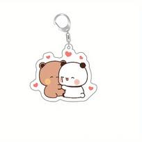 Anime Cartoon Bubu Dudu Keychain Acrylic Couples Accessories Kawaii Cute Girls Boys Yier Bear Panda Key Ring Charm Jewelry Gift about 5cm beige
