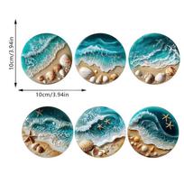 Fresh Blue Sea Shell Sub-lattice Coasters for Family Parties, Bars, Decorative Items SCN038 gray