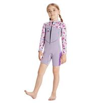 Kids 2.5mm Full Wetsuit Snorkeling Surfing Swimming Warmth Protection Female Child Short Pants Long Sleeve Child Size XL gray