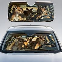 Boxing Kangaroo Sun Visor Retractable Car Sun Visor-UV Shield for Front Window 130x70cm gray