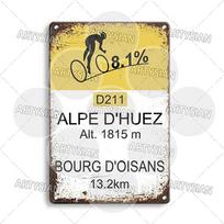 HD skardinis ženklas Vintage prancūziškas dviračių sportas Sienų dekoras Retro Mont Ventoux Alpe dHuez ParisRoubaix Metalinis plakatas dviračių mylėtojui Vyrui Cav 20x30cm（7.8x11.8inch） beige