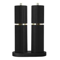 Medinis druskos ir pipirų malūnėlių rinkinys su keramikine šerdimi Black Set Pepper Grinder + Base (color box)
