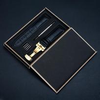 Krokodilo rašto pilno grūdo karvės odos laikrodžio dirželiai, apyrankės ir aksesuarai 22mm-Black-Gold Buckle black