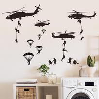 1sheet Translucent PVC Self Adhesive Wall Stickers Waterproof Building Decals for Home Living Room Bedroom Wall Decoration Helicopter 960x300mm black