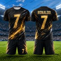 2 dalių komplektai Vaikų sportinis kostiumas Futbolo marškinėliai su Ronaldo 7 spaudiniu + šortai Laisvalaikio kostiumas Sportiniai drabužiai vaikams/suaugusiems 110