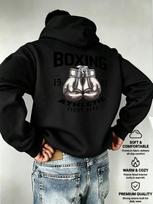 Vyriškas bokso pirštinių gobtuvas Bokso grafika Rudens vilnos džemperis Fitnesas Sportinis Streetwear laisvas megztinis 2XL black