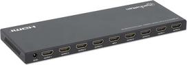 Manhattan 4K@60Hz 8-Port HDMI Splitter with Downscaling, Splits One HDMI Input to Eight HDMI Outputs (1x8), 18G, EDID Switch for Downscaling, Black
