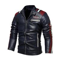Vyriška madinga odinė striukė Vyriška rudeninė motociklo striukė plona vilnonė striukė Vyriška pavasarinė laisvalaikio motociklo PU odinė striukė 4XL tamsiai mėlyna spalva