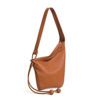 Autumn new leather lazy dumpling bag niche asymmetrical design minimalist knotted croissant one shoulder crossbody women's bag Mouth 33, bottom 20*5*23, maximum 35 aukso rudos spalvos