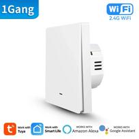 Tuya Smart Wifi Sieninis Šviesos Jungiklis Mygtukas Valdymas Be/Su Neutraliu Laidu APP Nuotolinis Laikmatis Veikia su Alexa Google Home Alice With Neutral Wire white