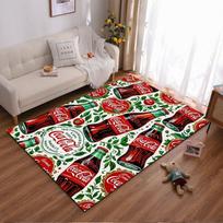 Retro Coca-Cola Bottle Carpet Design with Greenery and Logo Print Suitable for use as an anti-slip for living room bedroom sofas 40x60cm( 15x23in ) gray