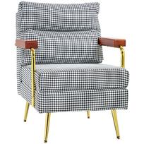 Fotelis su spyruokliniu branduoliu ir žąsies kojelės raštu, daugiaspalvis, 72 × 81,5 × 87,5 cm
