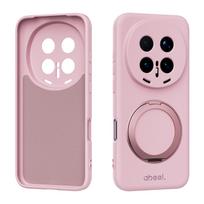 For Huawei Honor Magic 8 Pro Case Soft Liquid Silicone Skin Ring Stand Magnetic MagSafe Protect back cover For Magic 8Pro Shell Honor Magic8 rožinė