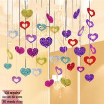 Heart-Shaped Wedding Room Balloon and Tinsel Decoration Set beige