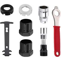 Crank Extractor Puller, Bike Crank Removal Tool,Includes Crank Puller,Freewheel Tools and Chain Checker,Bicycle Repair & Mountain Bike Maintenance 8-Pack black