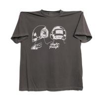 Daft Punk Homework Discovery Tee French Paris France Dance Music Party Electronic Music Pop Band Tour Helmet Duo Heavyweight Faded Shirt XL L gray