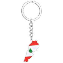 Lebanon Map Flag Keychain Charm Pendant Y2K Car Keyring Bag Backpack Decoration 1 sidabras