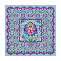 Blue Mahjong Charleston Rules Square Tablecloth - Bright Damask Instructional Game Mat Dining Cover 152x152cm blue