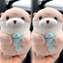 10cm Kawaii ūdros pliušiniai žaislai Minkšti jūrų ūdros pliušiniai žaislai Mielos kabinamos pakabukai mokyklos krepšiui, raktams, piniginei, dovanoms 10cm white