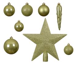 Kalėdinių eglės žaisliukų rinkinys BAUBLE STAR, pistacijų sp., 8 cm, 33 vnt