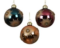 Stiklinis kalėdinis eglės žaisliukas BAUBLE SUN, 3 spalvų, 8 cm, 1 vnt