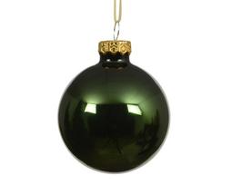 Stiklinis kalėdinis eglės žaisliukas BAUBLE SHINY, t.žalios sp., 8 cm, 1 vnt