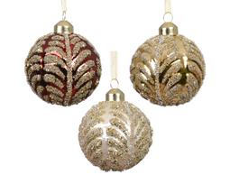 Stiklinis kalėdinis eglės žaisliukas BAUBLE BRANCHE, 3 spalvų, 8 cm, 1 vnt