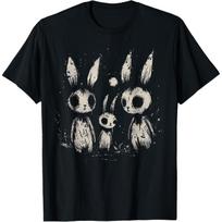 Creepy Cute Bunny Rabbits Horror Goth Grunge Alt Aesthetic T-Shirt L gray