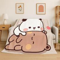 Cute Bubu Dudu Love Cartoon Bear Soft Flannel Throw Blanket,Cozy Blanket for Bed,Couch,Sofa,Bedroom,Living Room,Travel,Camping 150x200cm
