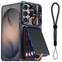 WEFOR Case for Samsung Galaxy S24 Ultra 6.9  2024 Wallet Card Holder Kickstand Slide Camera Cover with Wrist Strap Rugged Cover Galaxy S24 Ultra juoda
