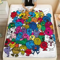 1PC Mr. Men Little Miss Patterned Flannel Blanket Suitable For All Seasons for Home Decor Warmth and Comfort Gifts Holiday Present 80cm x 120cm blue