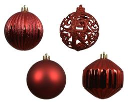 Kalėdinių eglės žaisliukų rinkinys BAUBLE, raudonos sp., 8 cm, 16 vnt