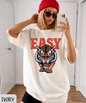 Comfort Colors Easy Tiger Meme Shirt,Indie Hippie Festival Top,Funny Tiger Meme Shirt,Oversized Retro Tiger Shirt,Grunge Indie Boho Tee L black