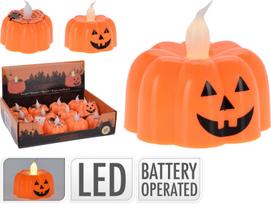 LED dekoracija HALLOWEEN PUMPKIN FACE CANDLE, 2 rūšių, 1 x CR2032 (įeina), 3,8 x 4,6 cm