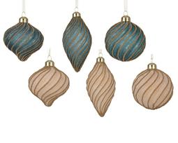 Stiklinis kalėdinis eglės žaisliukas BAUBLE SWIRLE, 6 rūšių, įvairių sp., 8 cm,1 vnt